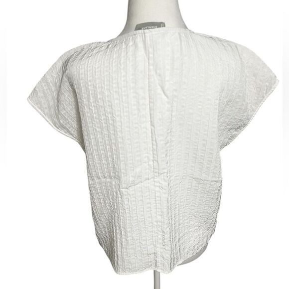 EVERLANE Mini Jacquard Stripe Top v neck boxy short sleeve 2 small medium - Picture 3 of 10